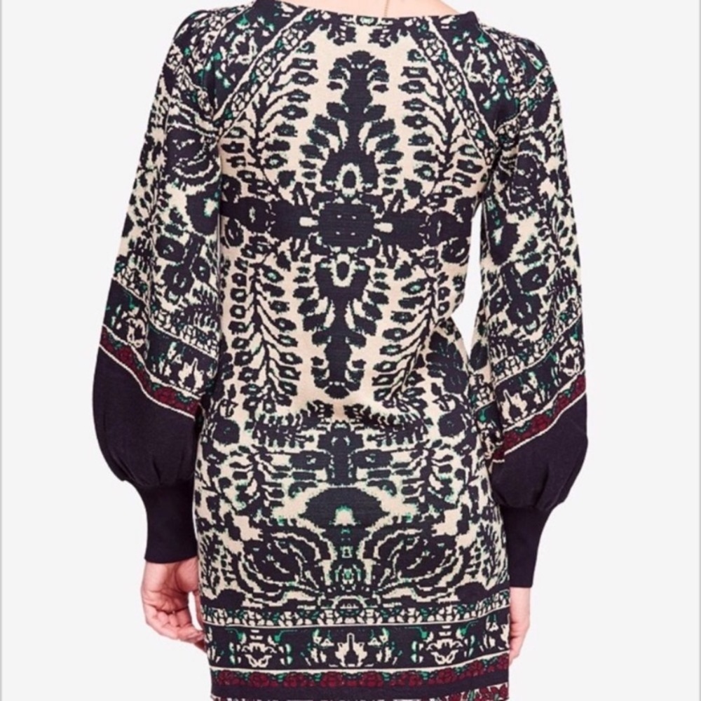 Free People Music and Lyrics Balloon Sleeve Printed Knit Sweater Dress! - Picture 3 of 6